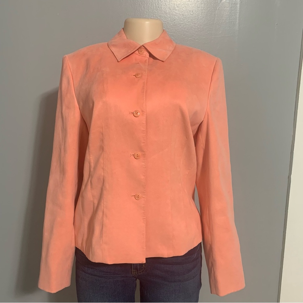 Talbots  womens blazer jacket coral peach 100% Polyster‎ Size 8
